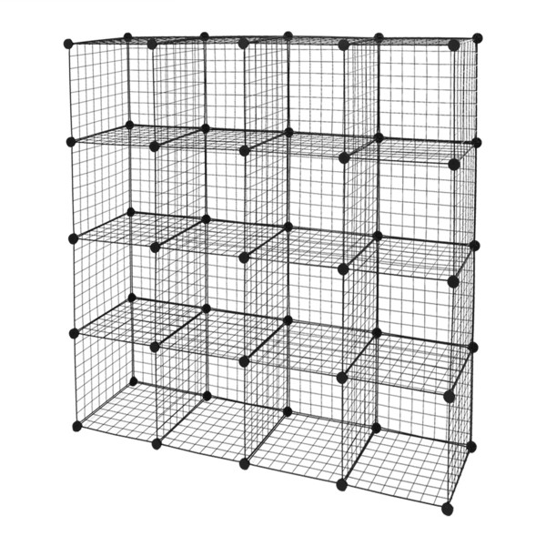 16-Cube Stackable Metal Grid Modular Shelves product image