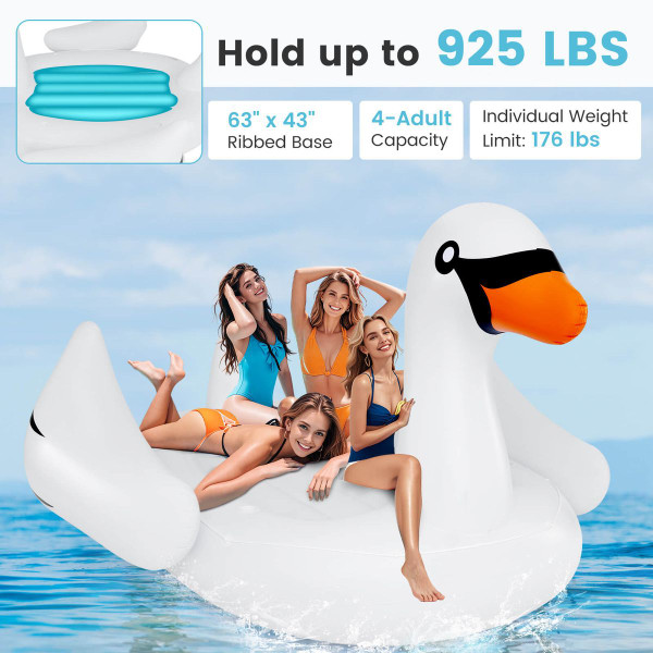 Inflatable Swan Pool Float with Cup Holder and Electric Pump product image