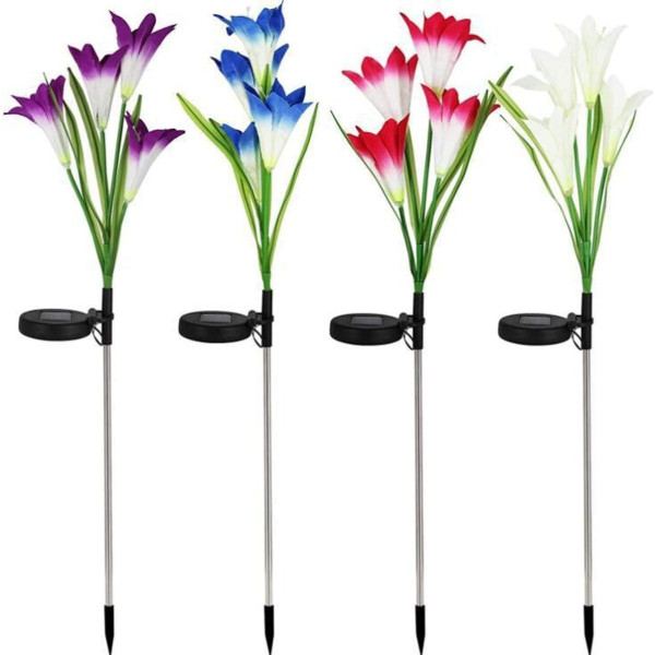 Solar Powered Garden Flowers with Lights (4-Pack) product image