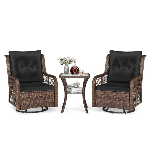 3-Piece Patio Furniture Set with 2-Tier Side Table and Cushions product image
