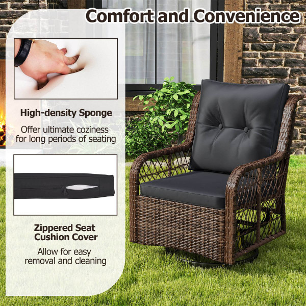 3-Piece Patio Furniture Set with 2-Tier Side Table and Cushions product image