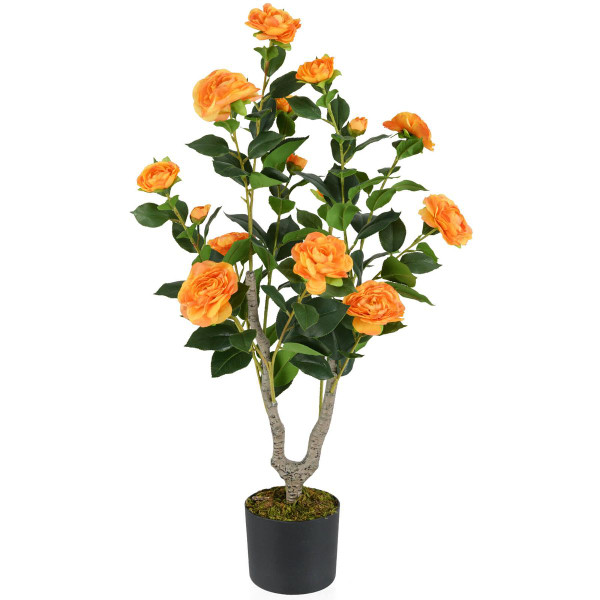 36" Artificial Camellia Tree with Cement Pot product image 36" Artificial Camellia Tree with Cement Pot product image