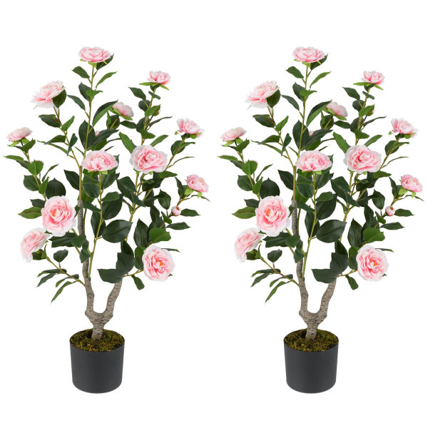 36" Artificial Camellia Tree with Cement Pot product image 36" Artificial Camellia Tree with Cement Pot product image