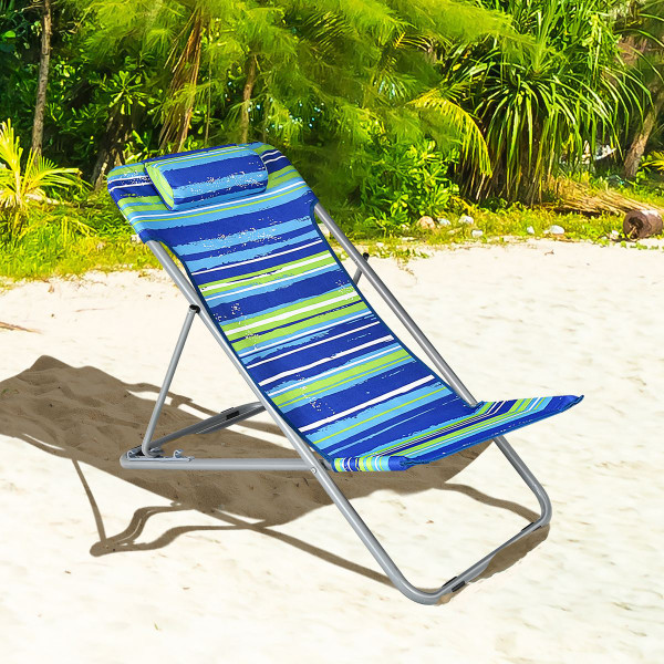 Portable Beach Chair with Headrest and Adjustable Backrest (Set of 2) product image