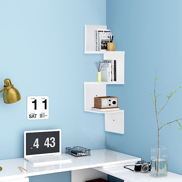 3-Tier Zigzag Floating Wall-Mounted Corner Shelf product image