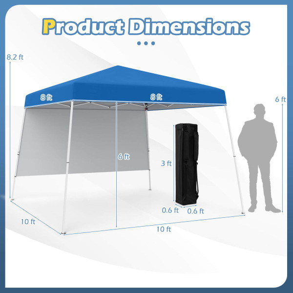 10 x 10-Foot Pop up Canopy with Sidewall and Portable Backpack product image