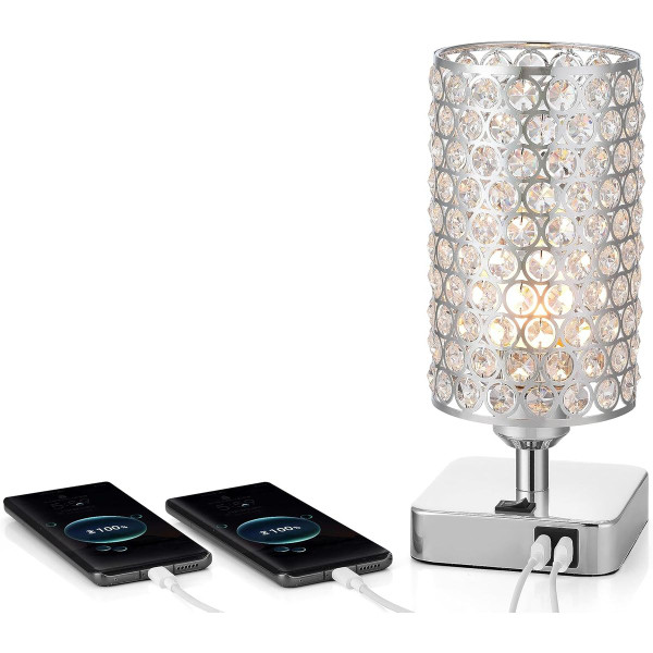 6W LED Crystal Table Lamp with USB Charging  product image