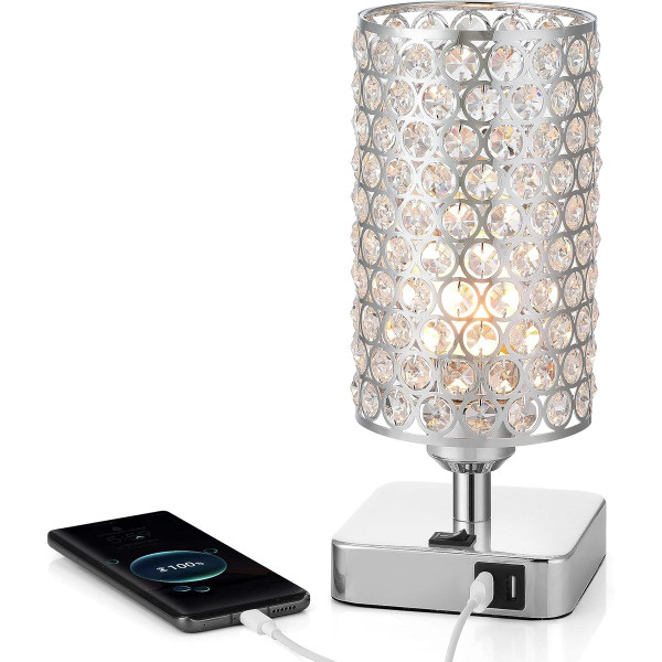 6W LED Crystal Table Lamp with USB Charging  product image
