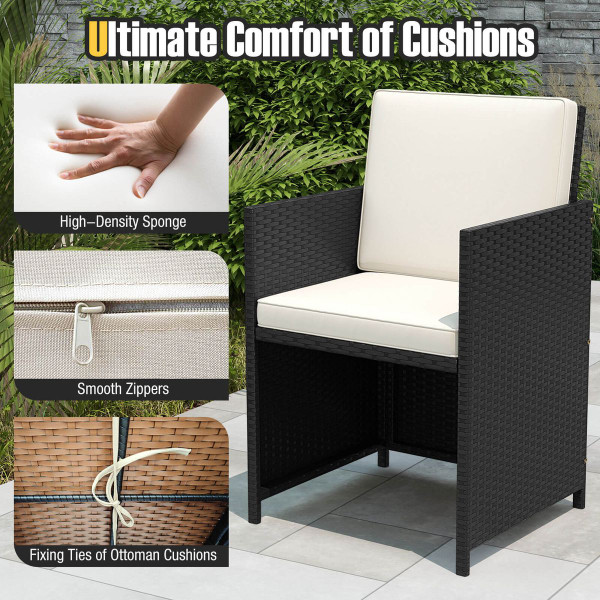  9-Piece Patio Dining Set with Tempered Glass Table and Ottoman product image