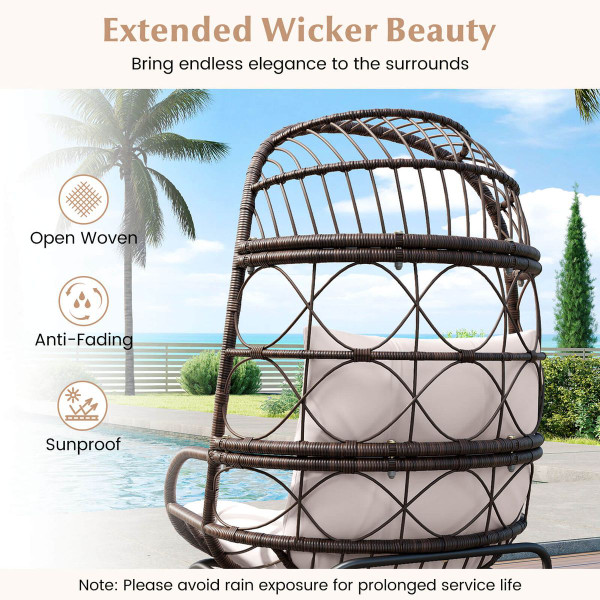 Wicker Rattan Egg Chair with Seat and Back Cushions product image