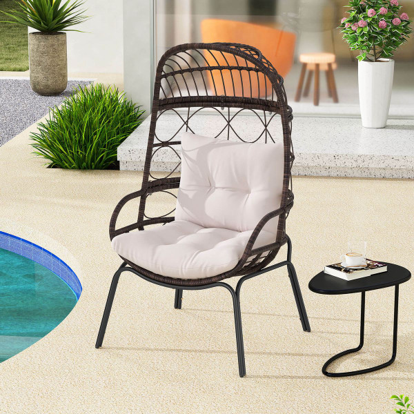 Wicker Rattan Egg Chair with Seat and Back Cushions product image