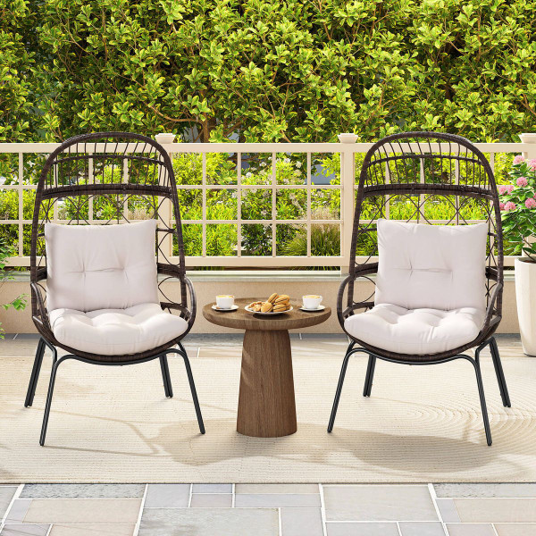 Wicker Rattan Egg Chair with Seat and Back Cushions product image