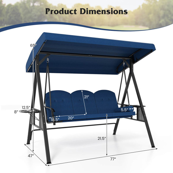 3-Seat Patio Swing with Adjustable Canopy product image 3-Seat Patio Swing with Adjustable Canopy product image