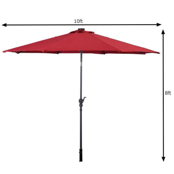 10-Foot Solar LED Tilt Patio Umbrella with Crank product image