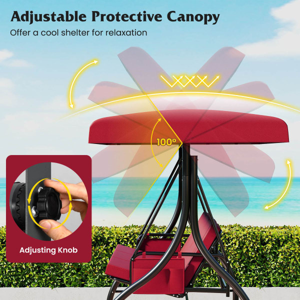 3-Seat Patio Swing with Canopy with Removable Cushions and Side Pocket product image 3-Seat Patio Swing with Canopy with Removable Cushions and Side Pocket product image