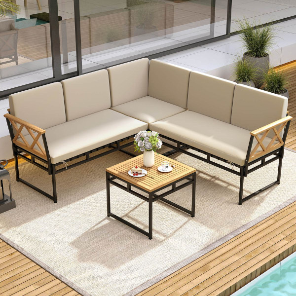 4-Piece Outdoor Sectional L-Shaped Sofa Set product image  4-Piece Outdoor Sectional L-Shaped Sofa Set product image