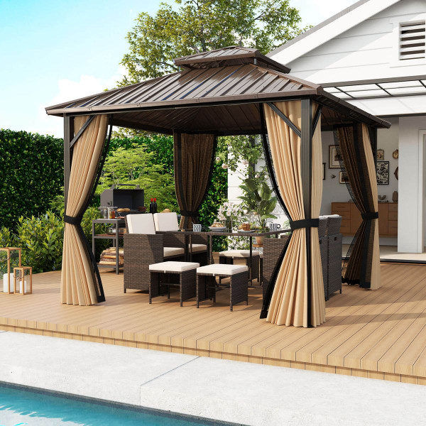 Hardtop Gazebo with Double Sidewalls product image