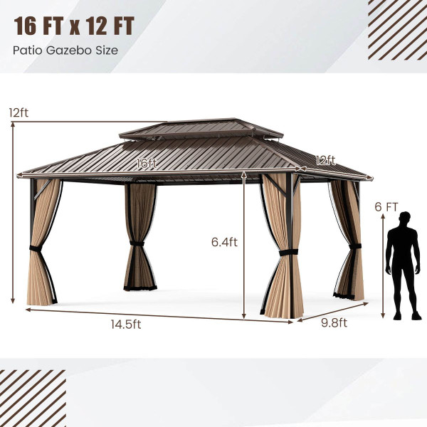 Hardtop Gazebo with Double Sidewalls product image