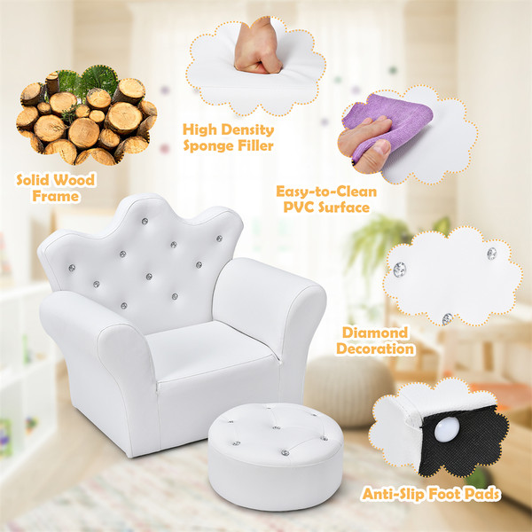 Kids Princess Sofa Armchair with Ottoman product image Kids Princess Sofa Armchair with Ottoman product image