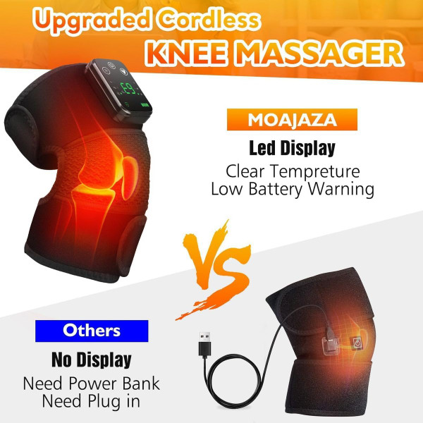 Cordless Knee Massager Heat Vibration Knee Heating Pad Electric Massage-Black 2 Pack product image