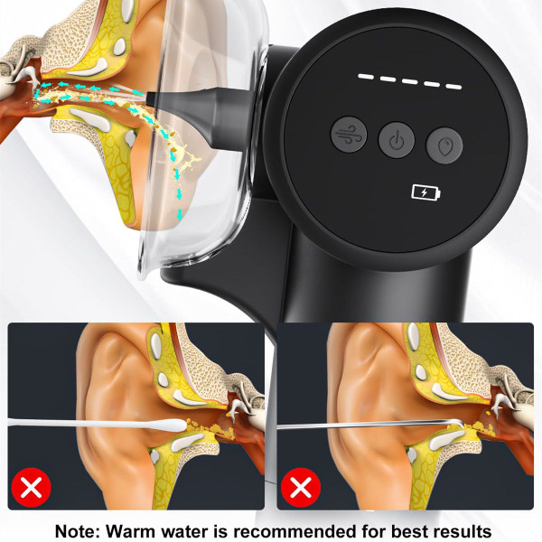 Ear Wax Removal Kit with Dual Water Tank Electric Ear Cleaner Tool with Ear Dryer Irrigation Flushing System 5 Modes,Black product image
