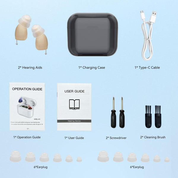 Hearing Aids,Digital Rechargeable OTC Hearing Aids for Seniors with Charging Case,Invisible Hearing Amplifier with Noise Reduction (Black) product image