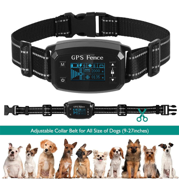 GPS Wireless Dog Fence,Boundary Containment System Safe Effective Beep Shock Dog Fence, Waterproof Training Collar Adjustable Control Range,White product image GPS Wireless Dog Fence,Boundary Containment System Safe Effective Beep Shock Dog Fence, Waterproof Training Collar Adjustable Control Range,White product image