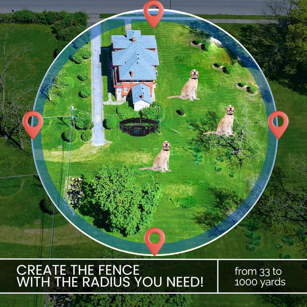 GPS Wireless Dog Fence,Boundary Containment System Safe Effective Beep Shock Dog Fence, Waterproof Training Collar Adjustable Control Range,Black product image GPS Wireless Dog Fence,Boundary Containment System Safe Effective Beep Shock Dog Fence, Waterproof Training Collar Adjustable Control Range,Black product image