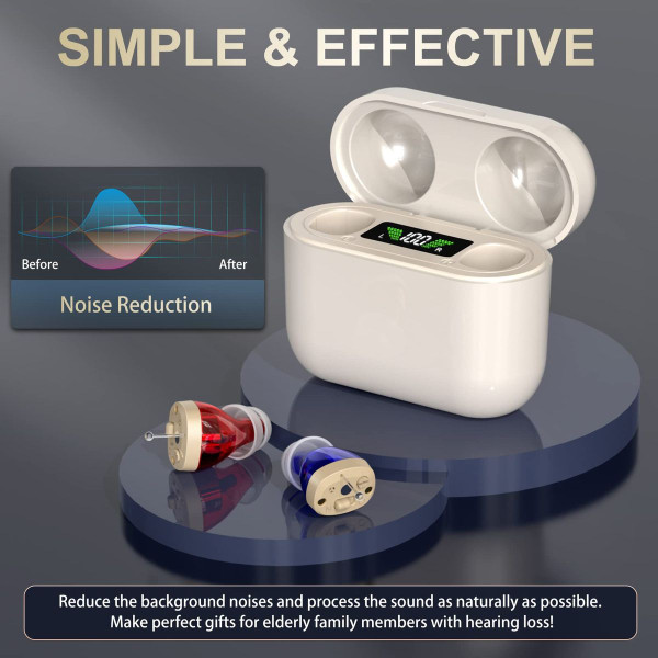Hearing Aids,Digital Rechargeable OTC Hearing Aids for Seniors with Charging Case,Invisible Hearing Amplifier with Noise Reduction (White) product image