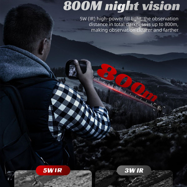 Night Vision Monocular,800M-10X Digital Zoom,2 Inhc HD Screen Infrared Binoculars with Compass 64GB TF Card for Photos and Videos product image Night Vision Monocular,800M-10X Digital Zoom,2 Inhc HD Screen Infrared Binoculars with Compass 64GB TF Card for Photos and Videos product image