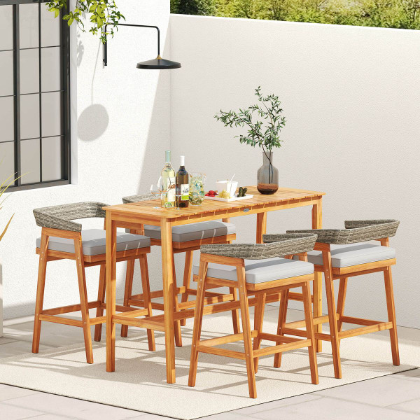 Patio Counter Height Bar Set with Cushioned Barstools product image