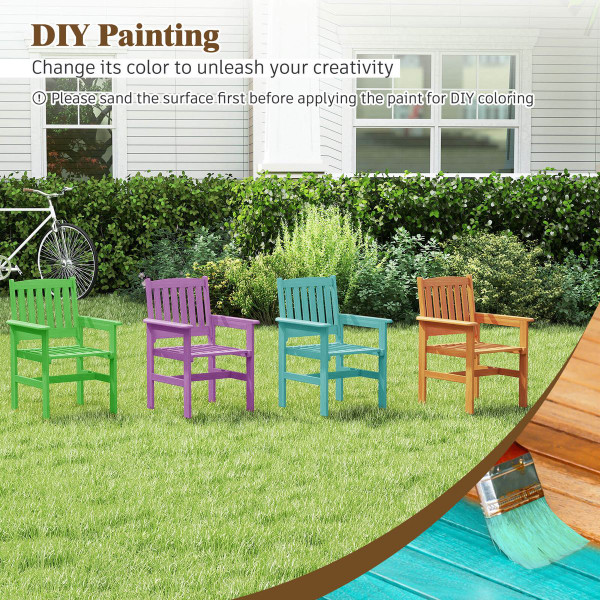 Outdoor Wooden Dining Chairs with Inclined Backrest product image