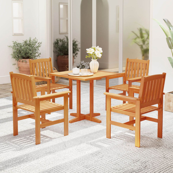 Outdoor Wooden Dining Chairs with Inclined Backrest product image