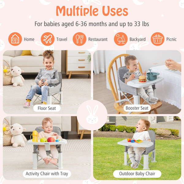Travel Booster Seat with Removable Double Tray product image