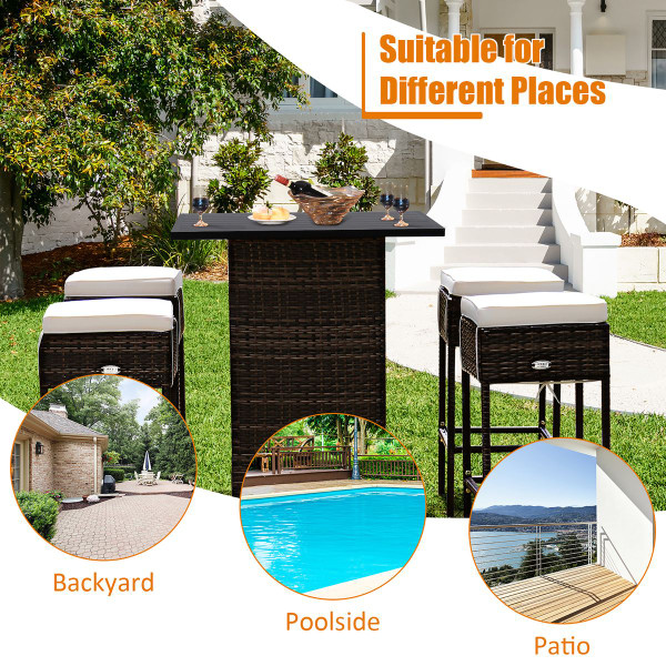 5-Piece Patio Rattan Bar Table Stool Set  product image 5-Piece Patio Rattan Bar Table Stool Set  product image