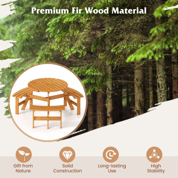 6-Person Round Picnic Table Set with Built-in Benches product image 6-Person Round Picnic Table Set with Built-in Benches product image