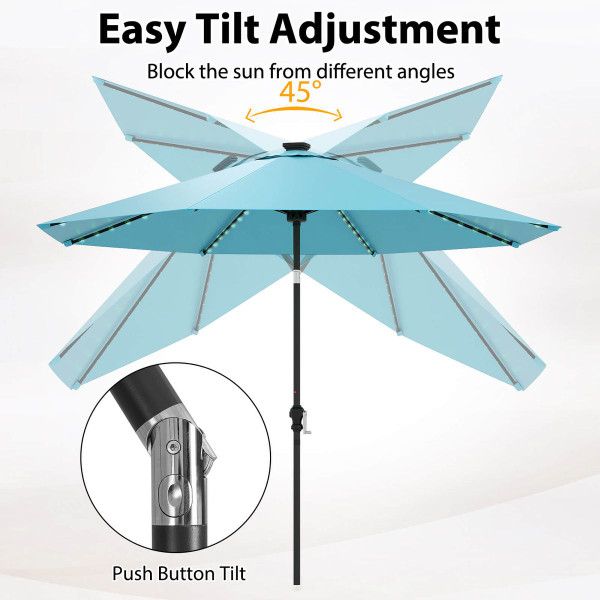 10FT Solar Patio Umbrella with 96 LED Lights and 35° Tilt product image