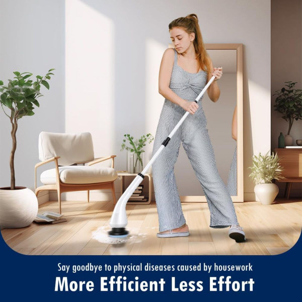 Electric Spin Scrubber with 6 Brush Heads and Adjustable Extension Handle product image