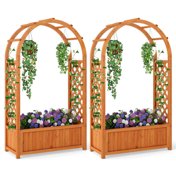 Wooden Raised Garden Bed with Lattice Trellises product image