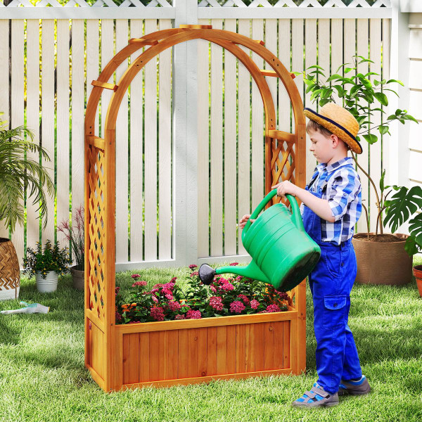 Wooden Raised Garden Bed with Lattice Trellises product image