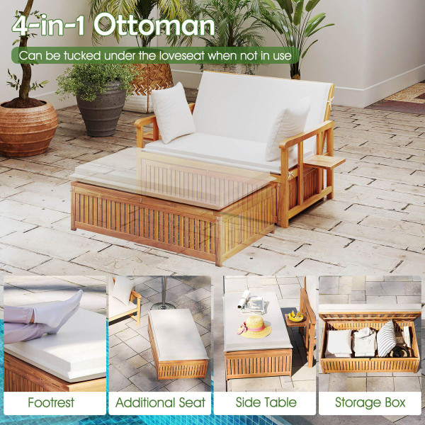 Outdoor Daybed with 4-Level Backrest and Ottoman product image