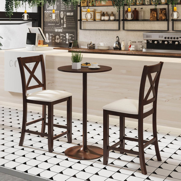 Rubber Wooden Bar Stools with Footrest (Set of 2 or 4) product image