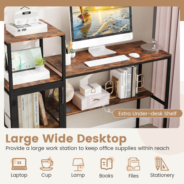 Computer Desk with 2-Tier Open Shelves product image