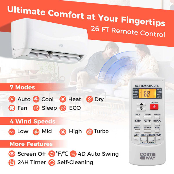 9000 BTU Mini Split Air Conditioner and Heater product image