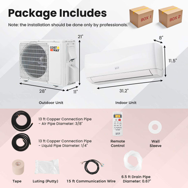9000 BTU Mini Split Air Conditioner and Heater product image
