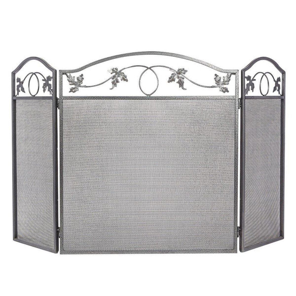 Amagabeli 3-Panel Pewter Wrought Iron Fireplace Screen with Protective Mesh product image