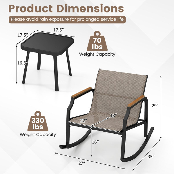 3-Piece Outdoor Rocking Bistro Set  product image 3-Piece Outdoor Rocking Bistro Set  product image