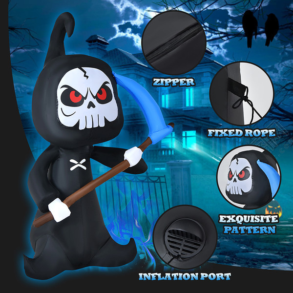 6-Foot Inflatable Skull Face Reaper product image