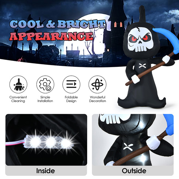 6-Foot Inflatable Skull Face Reaper product image