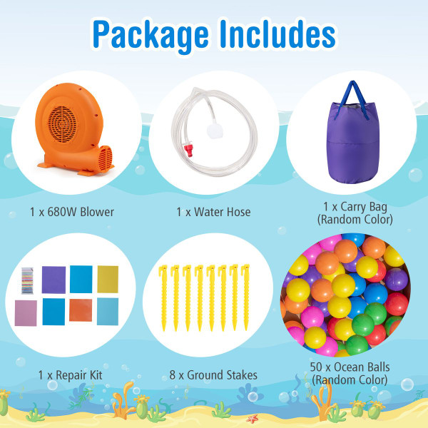 Inflatable Castle Water Slide with Handrails and Basketball Rim product image Inflatable Castle Water Slide with Handrails and Basketball Rim product image